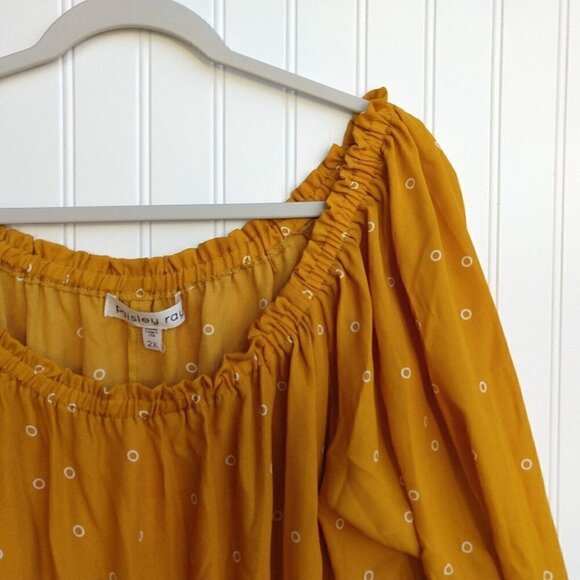 Paisley Raye Willow Yellow Off the Shoulder Peasant Top Plus Size 2X NWT USA - Picture 4 of 12